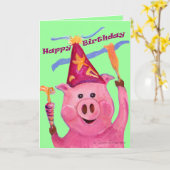 Celebration Pig Birthday Card Karte (Gelbe Blume)