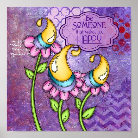 Celebration Positive Thought Doodle Blume Poster (Vorne)