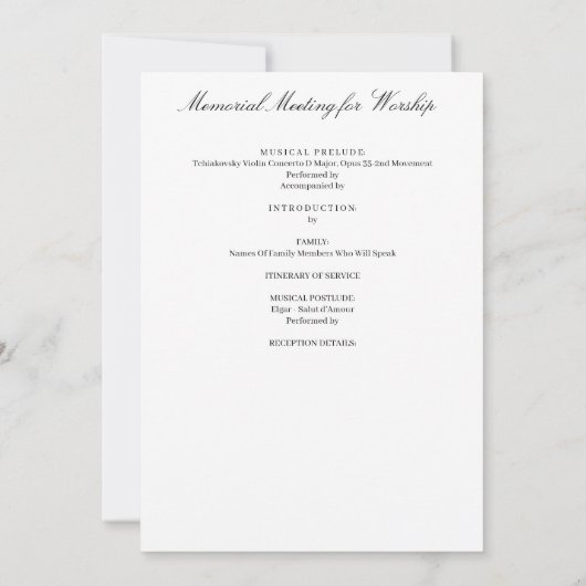 Celebration Program Einladung (Rückseite)