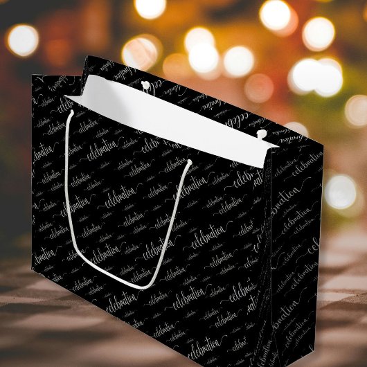 Celebration Silver Muster Große Geschenktasche Geschenktüte