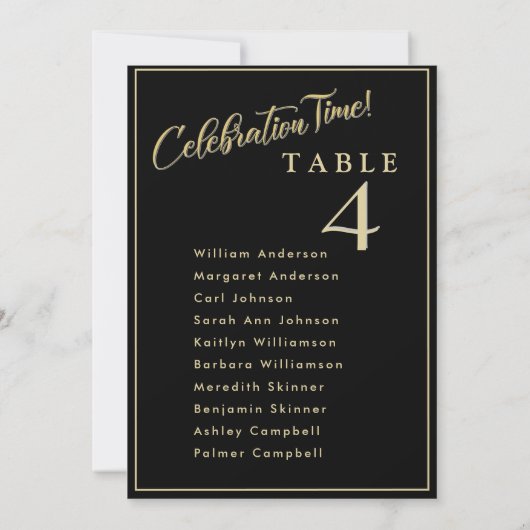 Celebration Wedding Seating Plan Karten Gästebamen (Rückseite)