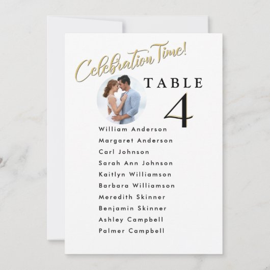 Celebration Wedding Seating Plan Karten Gästebamen (Rückseite)
