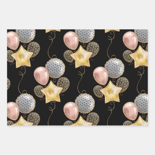 Celebration White Black Geschenkpapier Set (Vorderseite 3)