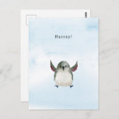 Celebrations Hurray Quote Bird Illustration Card Postkarte (Vorne/Hinten)