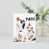 Celebratory Cats Party Card Postkarte (Stehend Vorderseite)