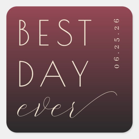 Celebratory Maroon Modern Wedding Sticker (Vorderseite)