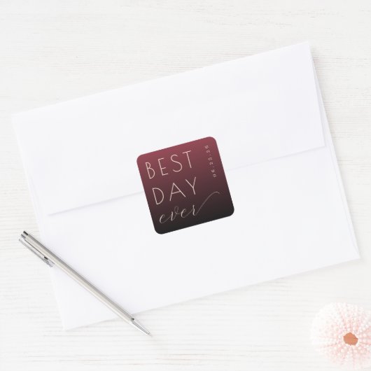 Celebratory Maroon Modern Wedding Sticker (Umschlag)