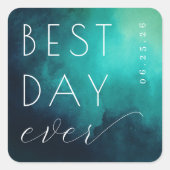 Celebratory Teal Watercolor Wedding Sticker (Vorderseite)