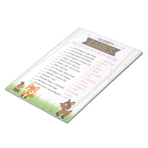 Celebrity Babies Pink Woodland Baby Showspiel Notizblock