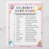 Celebrity Baby Names [Baby Basics Pink] Briefbogen (Vorne/Hinten)