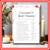 CELEBRITY BABY NAMES Baby Showgame Floral Niedlich Einladung