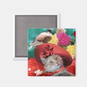 CELEBRITY CAT PRINCESS TATUS MIT RED HAT AND DOVE MAGNET (Vorderseite/Rückseite)