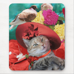 CELEBRITY CAT PRINCESS TATUS MIT RED HAT AND DOVE MOUSEPAD