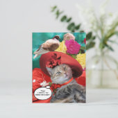 CELEBRITY CAT PRINCESS TATUS MIT RED HAT AND DOVE POSTKARTE (Stehend Vorderseite)