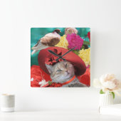 CELEBRITY CAT PRINCESS TATUS WITH RED HAT AND DOVE QUADRATISCHE WANDUHR (Zuhause)
