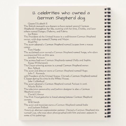 Celebrity German Shepherd Notizblock (Rückseite)