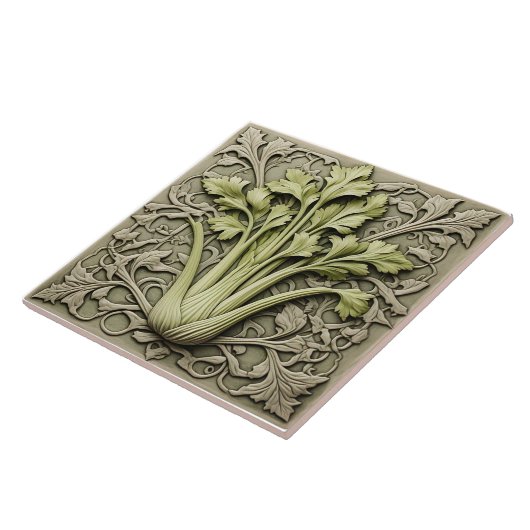 Celery - Art Nouveau Keramik Tile Fliese (Seite)