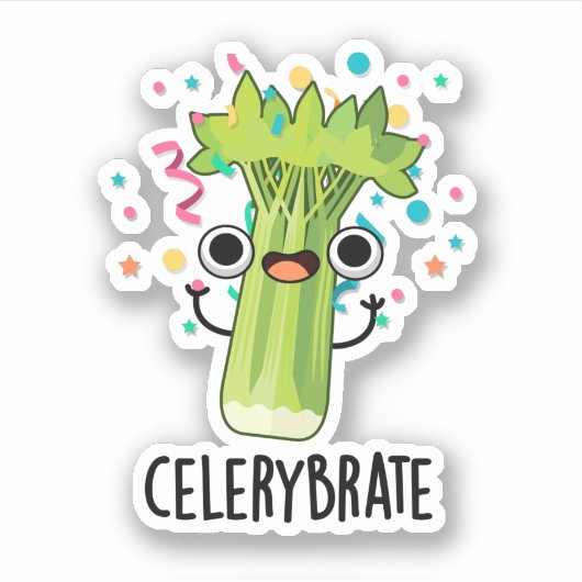 Celery-brate Funny Veggie Celery Pun Aufkleber (Vorderseite)