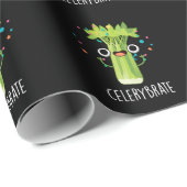 Celery-brate Funny Veggie Celery Pun Dark BG Geschenkpapier (Rolleneckpunkt)