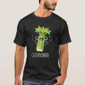 Celery-brate Funny Veggie Celery Pun Dark BG T-Shirt (Vorderseite)