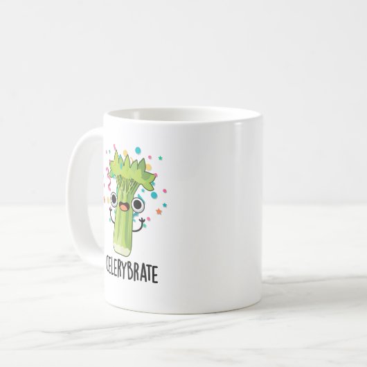 Celery-brate Funny Veggie Celery Pun Kaffeetasse (Vorderseite Links)
