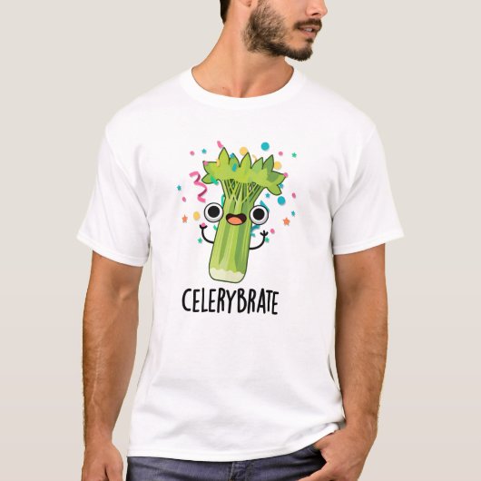 Celery-brate Funny Veggie Celery Pun T-Shirt (Vorderseite)