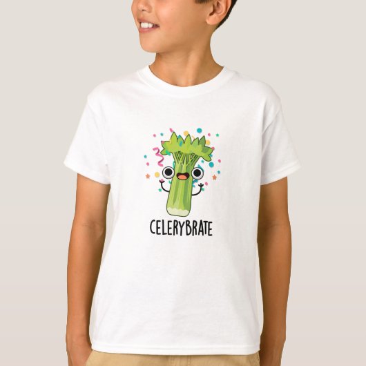 Celery-brate Funny Veggie Celery Pun T-Shirt (Vorderseite)