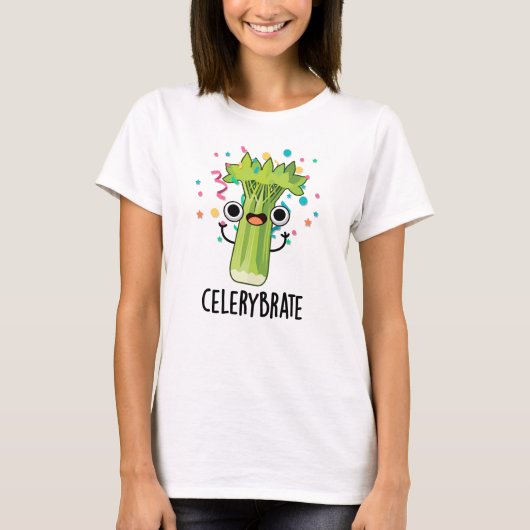 Celery-brate Funny Veggie Celery Pun T-Shirt (Vorderseite)