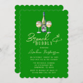 Celery Forest Green Typografy Brunch & Bubbly Einladung (Vorne/Hinten)