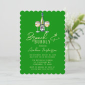 Celery Forest Green Typografy Brunch & Bubbly Einladung (Stehend Vorderseite)