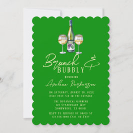 Celery Forest Green Typografy Brunch & Bubbly Einladung