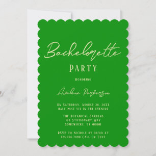 Celery Forest Green Typografy Junggeselinnen-Absch Einladung