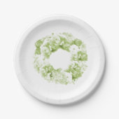Celery Green Floral Wreath Wedding Paper Teller (Vorderseite)