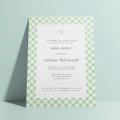 Celery Green Gingham Traditionelle Baby-Dusche Einladung