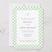 Celery Green Gingham Traditionelle Baby-Dusche Einladung (Vorderseite)