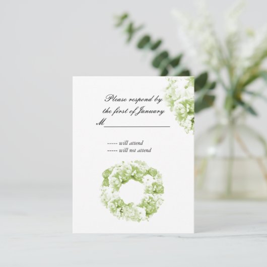 Celery Green Monochromatic Wraath Repcard RSVP Karte (Stehend Vorderseite)