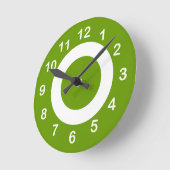 Celery Green und White Target Circles Runde Wanduhr (Winkel)