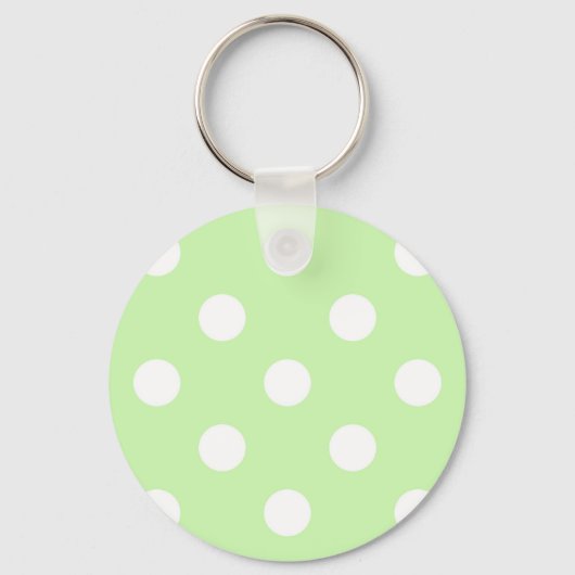 Celery Green White Large Polka Dot Pattern Schlüsselanhänger (Vorderseite)