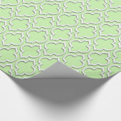 Celery Green White XL Marokkanisches Quatrefolie # Geschenkpapier (Ecke)