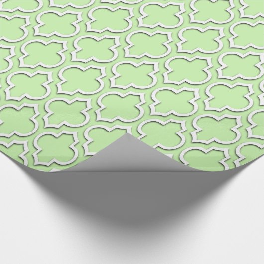 Celery Green White XL Marokkanisches Quatrefolie # Geschenkpapier (Ecke)