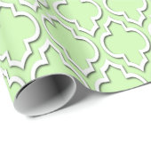 Celery Green White XL Marokkanisches Quatrefolie # Geschenkpapier (Rolleneckpunkt)