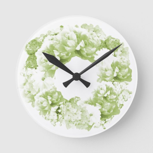 Celery Green Wreath Blume Clock Runde Wanduhr (Vorderseite)