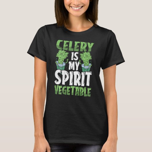 Celery Is My Spirit Vegetable Backprint Vegetable T-Shirt (Vorderseite)