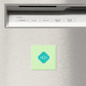 Celery Polka Dot Aquamarin Quatrefolie 3 Monogramm Magnet (In Situ (Geschirrspüler))