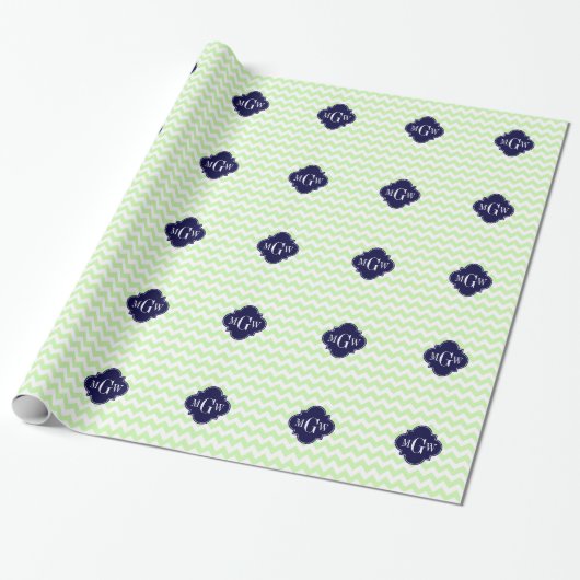 Celery Whart Zickzack Navy Blue Quatrefolie 3 Mono Geschenkpapier (Ungerollt)