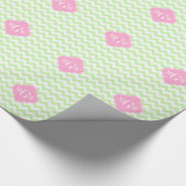 Celery What Chevron Pink Quatrefolie 3 Monogramm Geschenkpapier (Ecke)