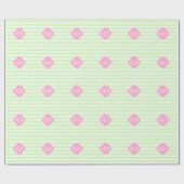 Celery What Chevron Pink Quatrefolie 3 Monogramm Geschenkpapier (Flach)