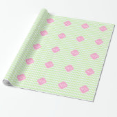 Celery What Chevron Pink Quatrefolie 3 Monogramm Geschenkpapier (Ungerollt)