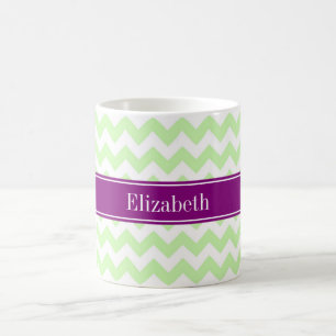 Celery White Chevron Purple Name Monogram Kaffeetasse