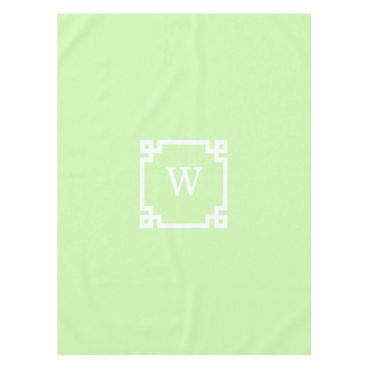 Celery White Greek Key Frame #2 Initial Monogram Tischdecke (Vorderseite)